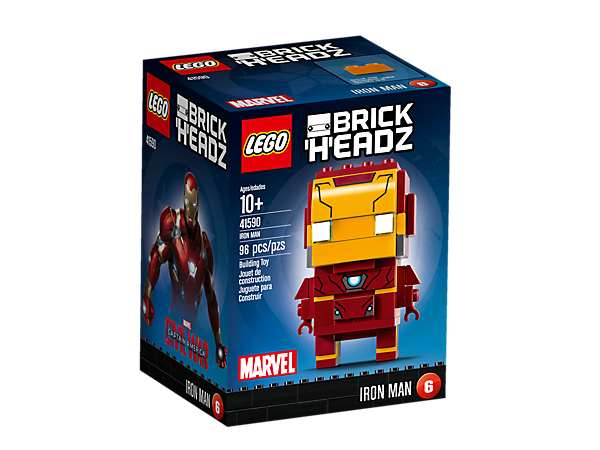 <p>Build Iron Man in the new-for-March-2017 LEGO® BrickHeadz set, featuring his iconic red and yellow suit of armor and a display baseplate.</p>